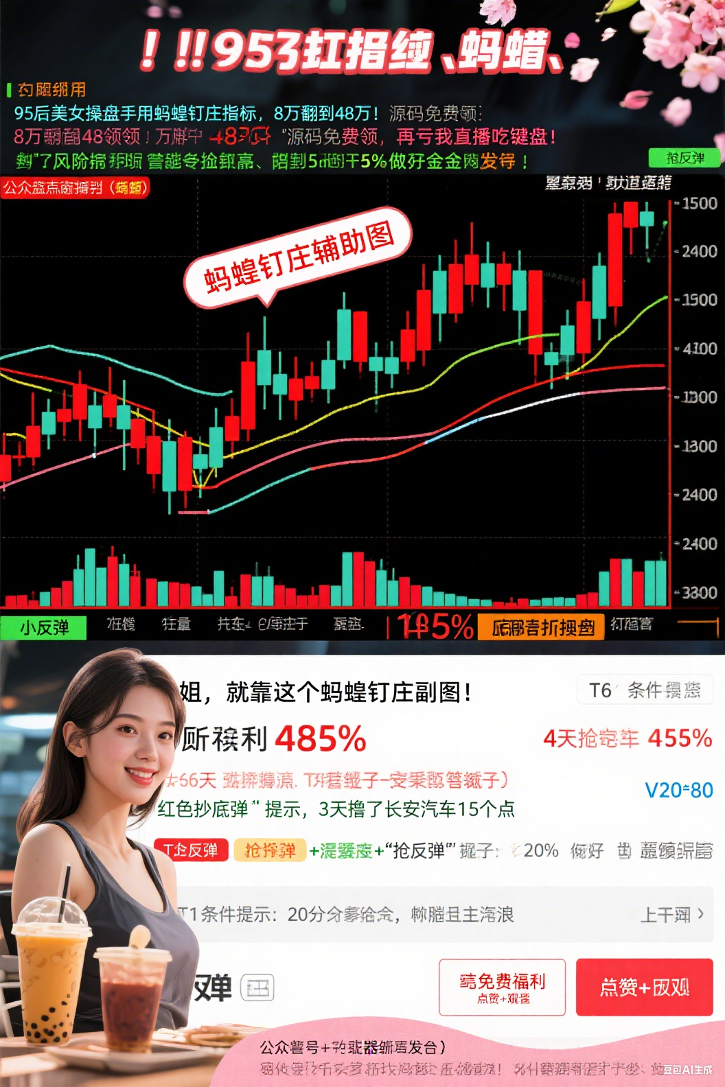 🔥“95后美女操盘手用蚂蝗钉庄指标，8万翻到48万！源码免费领，再亏我直播吃键盘！”🔥