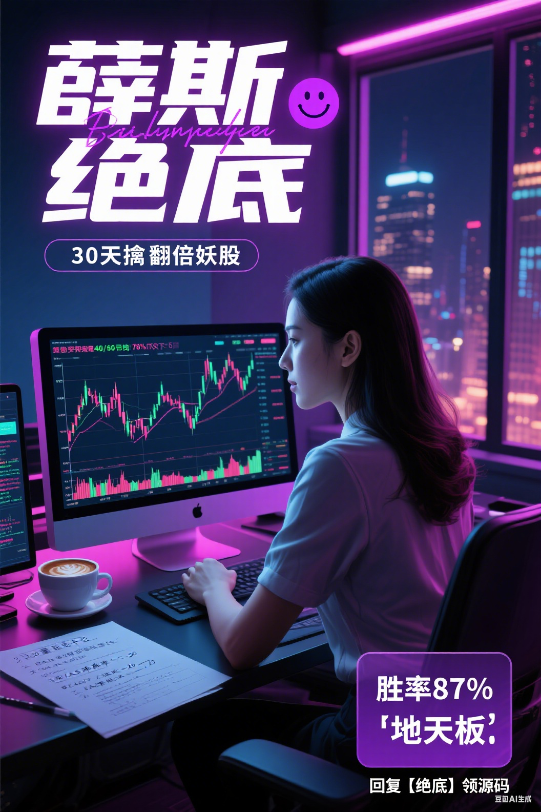 📈【重磅免费】美女操盘手亲授“薛斯绝底”源码，30天擒翻倍妖股！附通达信一键导入教程！