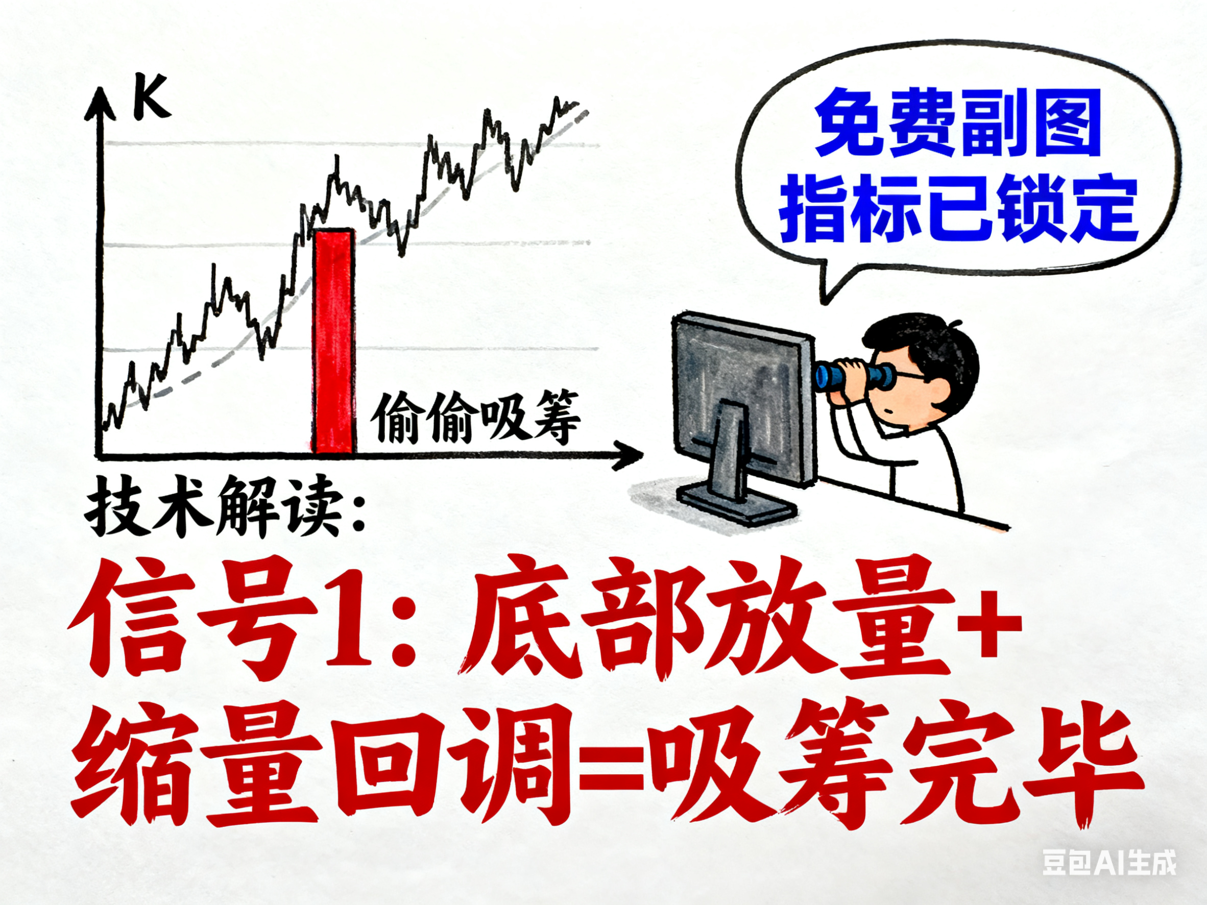 大主力偷偷吸筹，我却用免费副图指标提前7天锁定，3天怒抓30%！