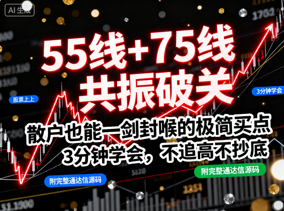 【55线+75线共振破关】散户也能一剑封喉的极简买点