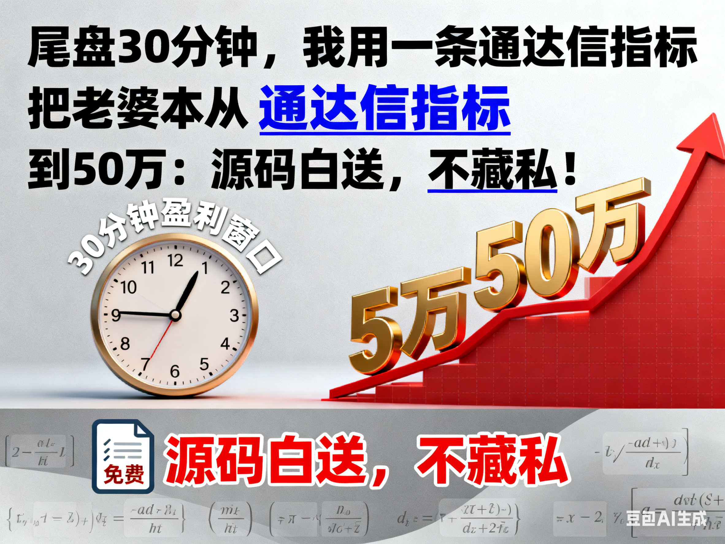 尾盘30分钟，我用一条通达信指标把老婆本从5万滚到50万：源码白送，不藏私！