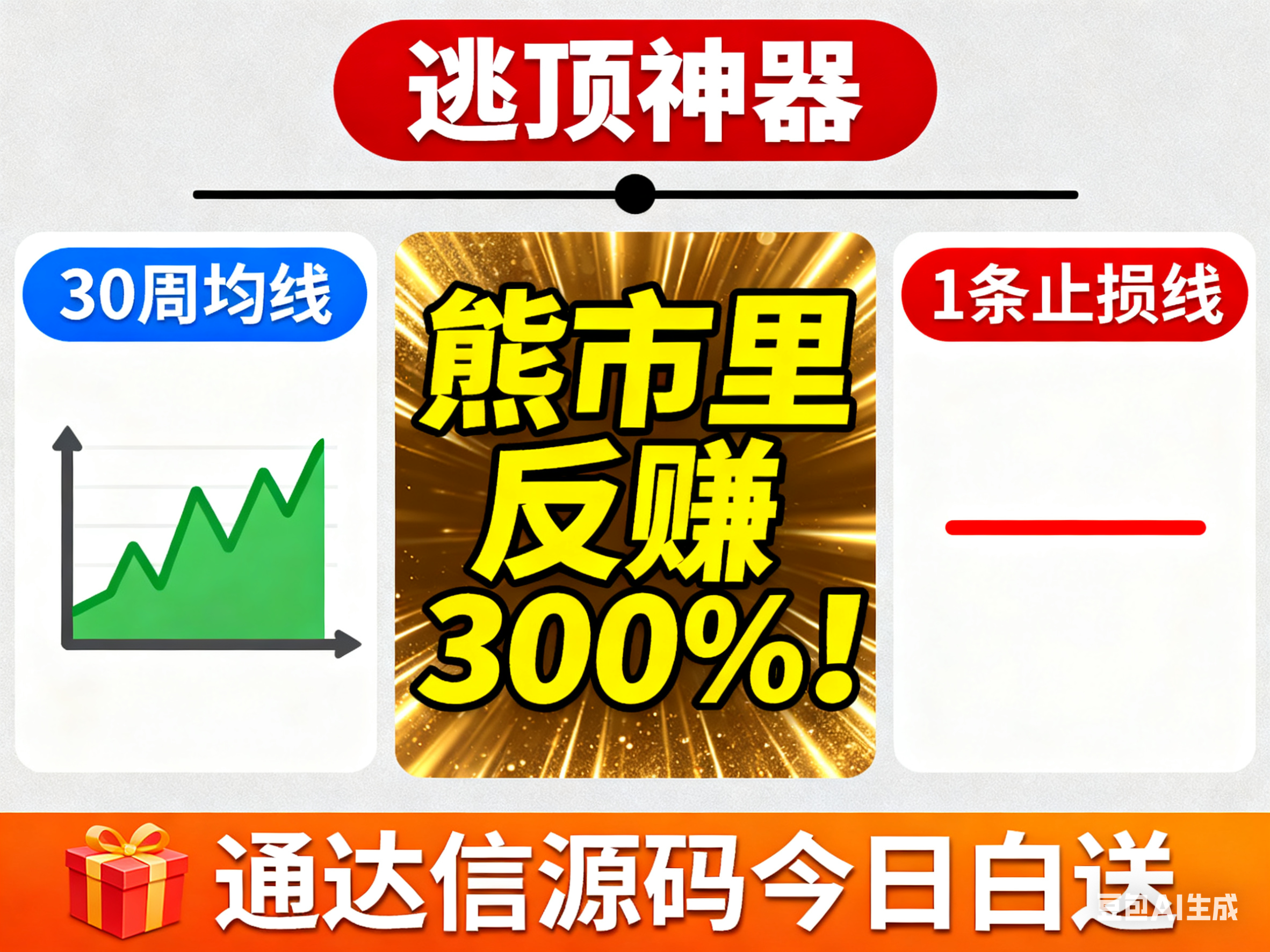 【逃顶神器】他靠30周均线+1条止损线，熊市里反赚300%！通达信源码今日白送