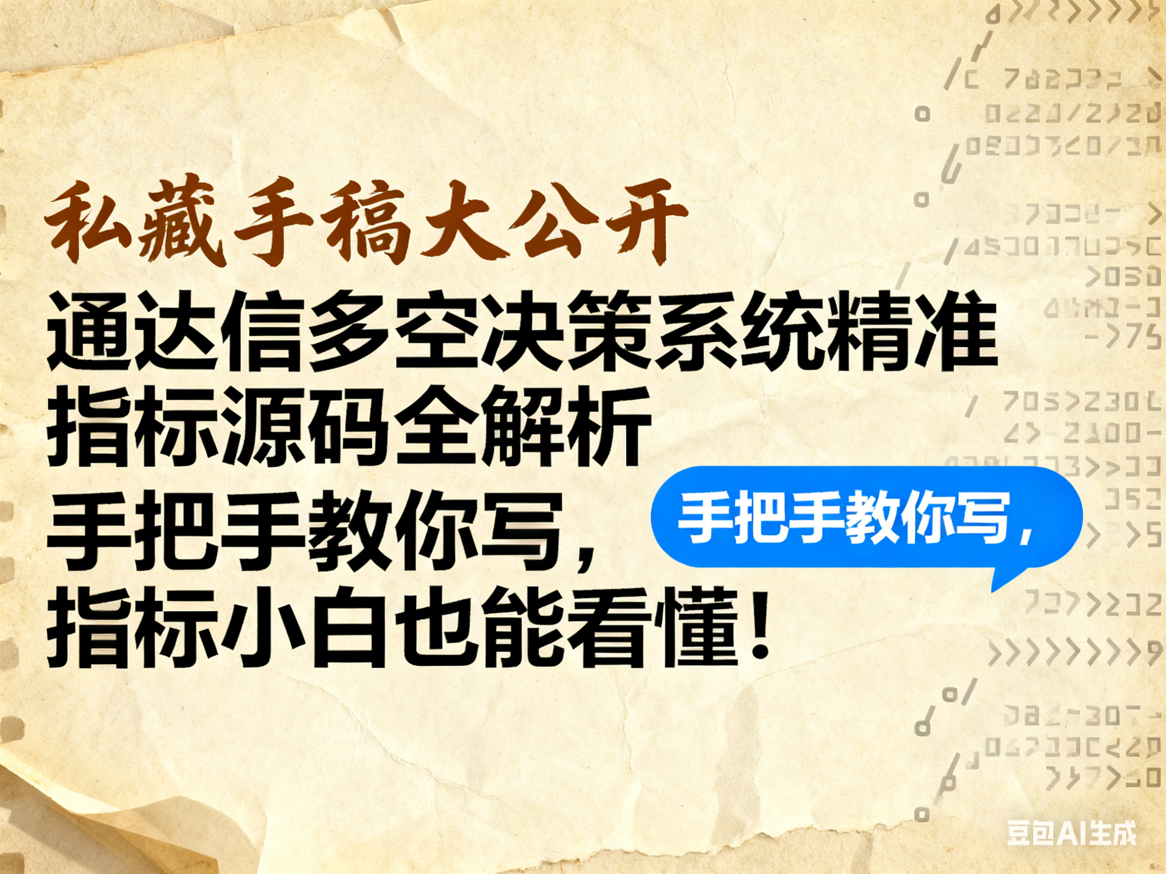 【私藏手稿大公开】通达信多空决策系统精准指标源码全解析，手把手教你写，指标小白也能看懂！