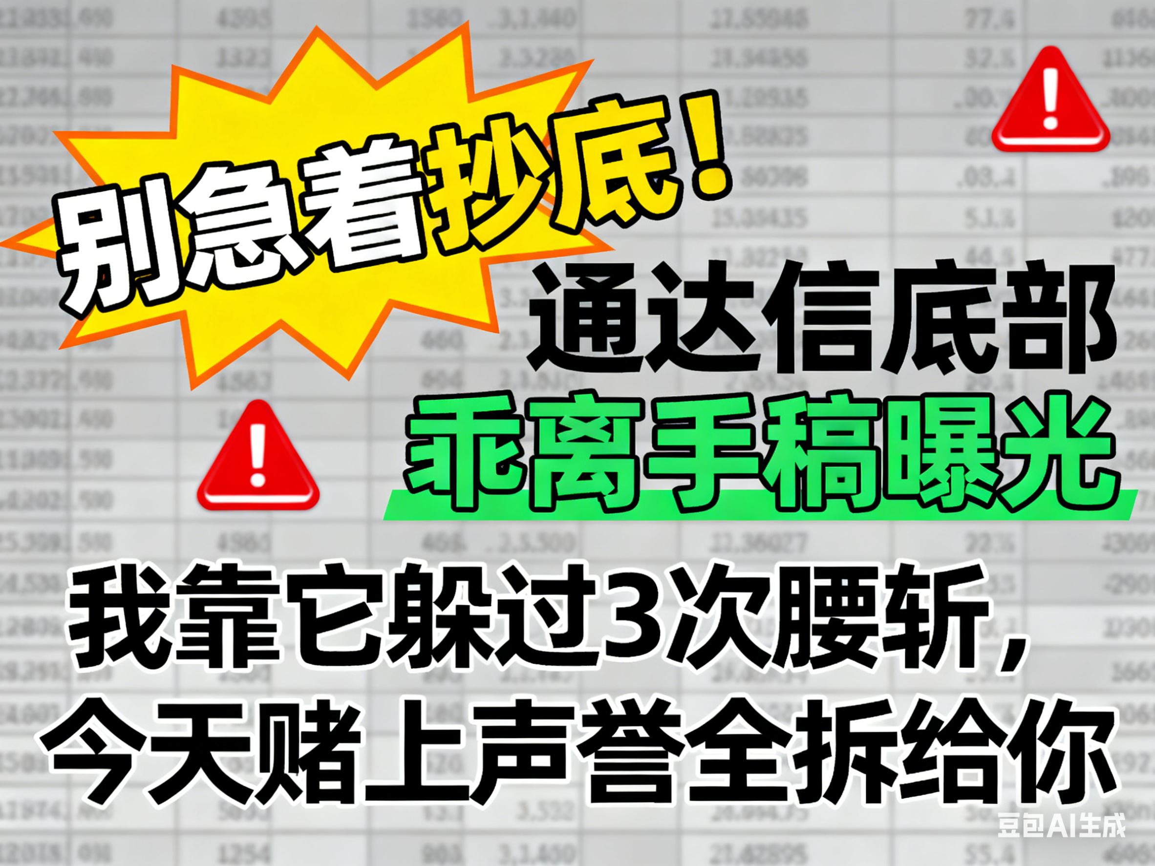  别急着抄底！通达信底部乖离手稿曝光，我靠它躲过3次腰斩，今天赌上声誉全拆给你