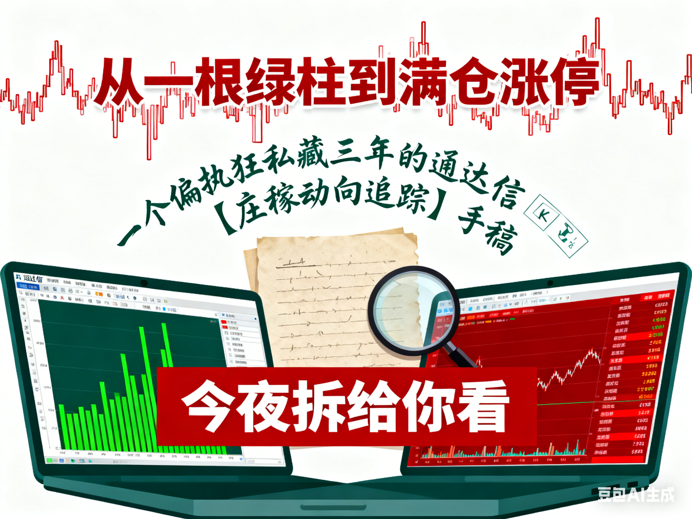 从一根绿柱到满仓涨停：一个偏执狂私藏三年的通达信【庄稼动向追踪】手稿，今夜拆给你看