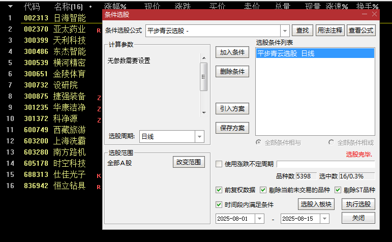 短期异动【平步青云】主图/副图/选股指标 价格相对低估/有一定涨幅/成交量适中/换手率充足的股票