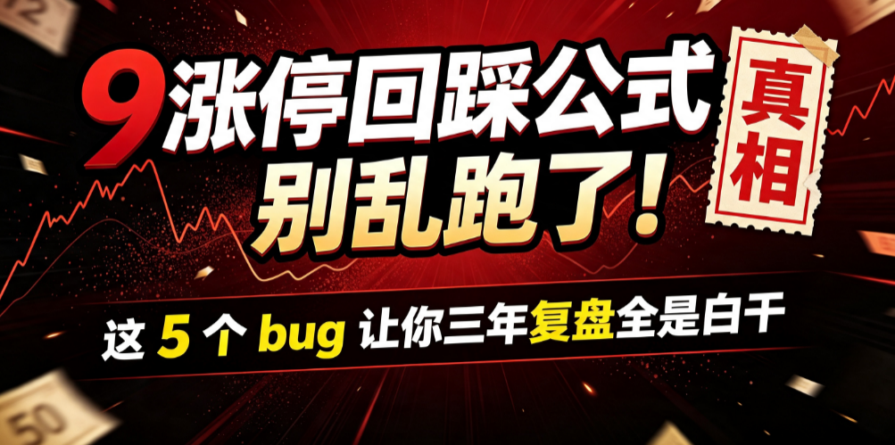涨停回踩公式别乱跑了！这 5 个 bug 让你三年复盘全是白干