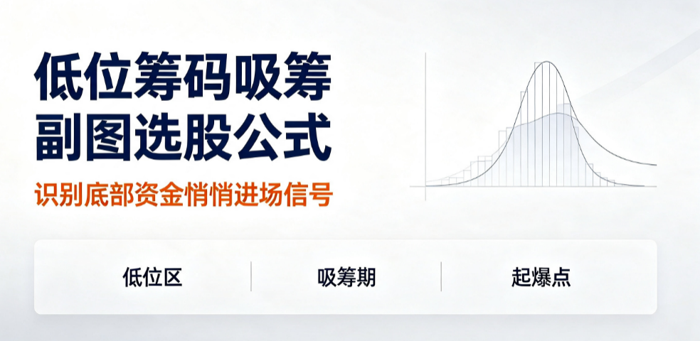 低位筹码吸筹副图选股公式，识别底部资金悄悄进场信号