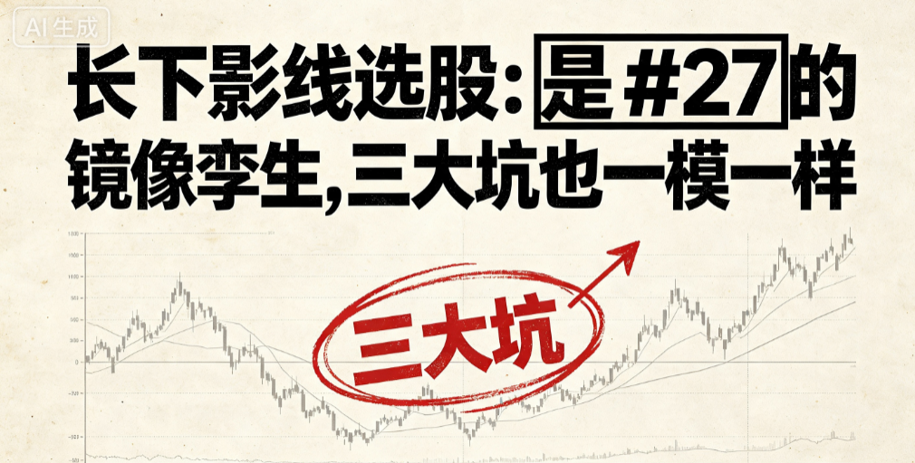 长下影线选股：是 #27 的镜像孪生，三大坑也一模一样