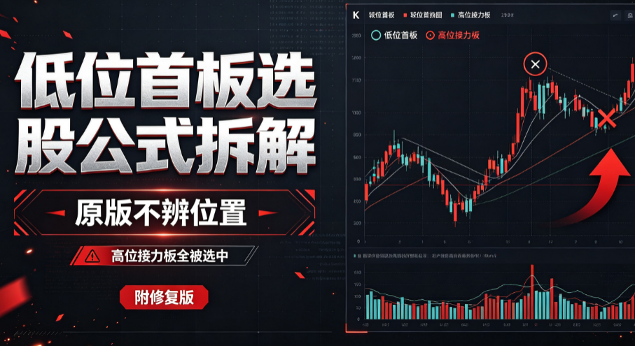 通达信"低位首板"选股公式拆解：原版不辨位置，高位接力板全被选中（附修复版）