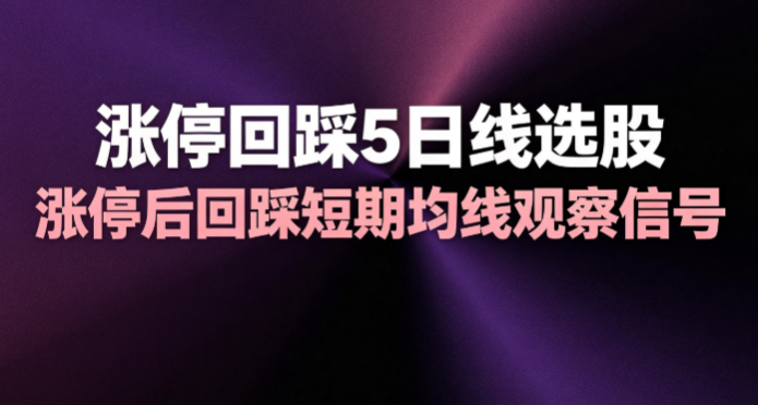 涨停之后回踩5日线，什么样的形态值得加入观察池 ——通达信选股公式分享