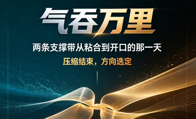 气吞万里：为什么高手说"压缩越久爆发越猛"？因为双支撑带开口的那根K线，主力已经替你选好了方向