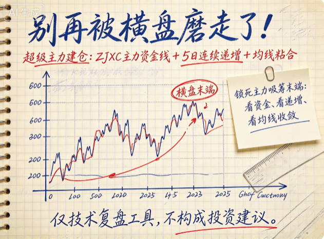 成交量越来越小，主力资金线却连续6天抬高——「超级主力建仓」就是专门抓这种"缩量+资金暗流"的建仓末端