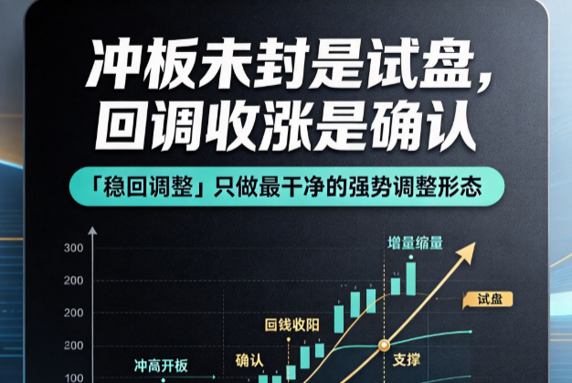 不是涨停才叫强势——冲板未封+创新高+次日收涨，三重过滤的「稳回调整」